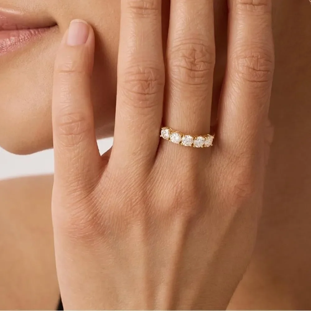 14k Gold Plated Paved Engagement Ring Band